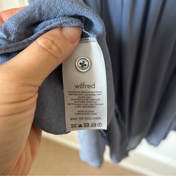 Aritzia Wilfred Ruthie Granite Blue Smocked Lace Long Sleeve Blouse Medium M - Picture 14 of 15